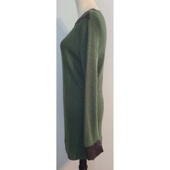 Bigio Collection Green Wool Blend Faux Leather Accents Sweater Tunic Dress Sz L - Picture 4 of 14